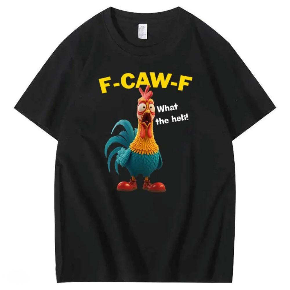 F-Caw-F What The Heli Crazy Chicken Pattern T-Shirt