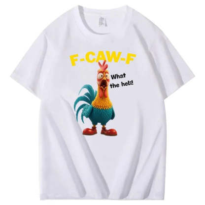 F-Caw-F What The Heli Crazy Chicken Pattern T-Shirt