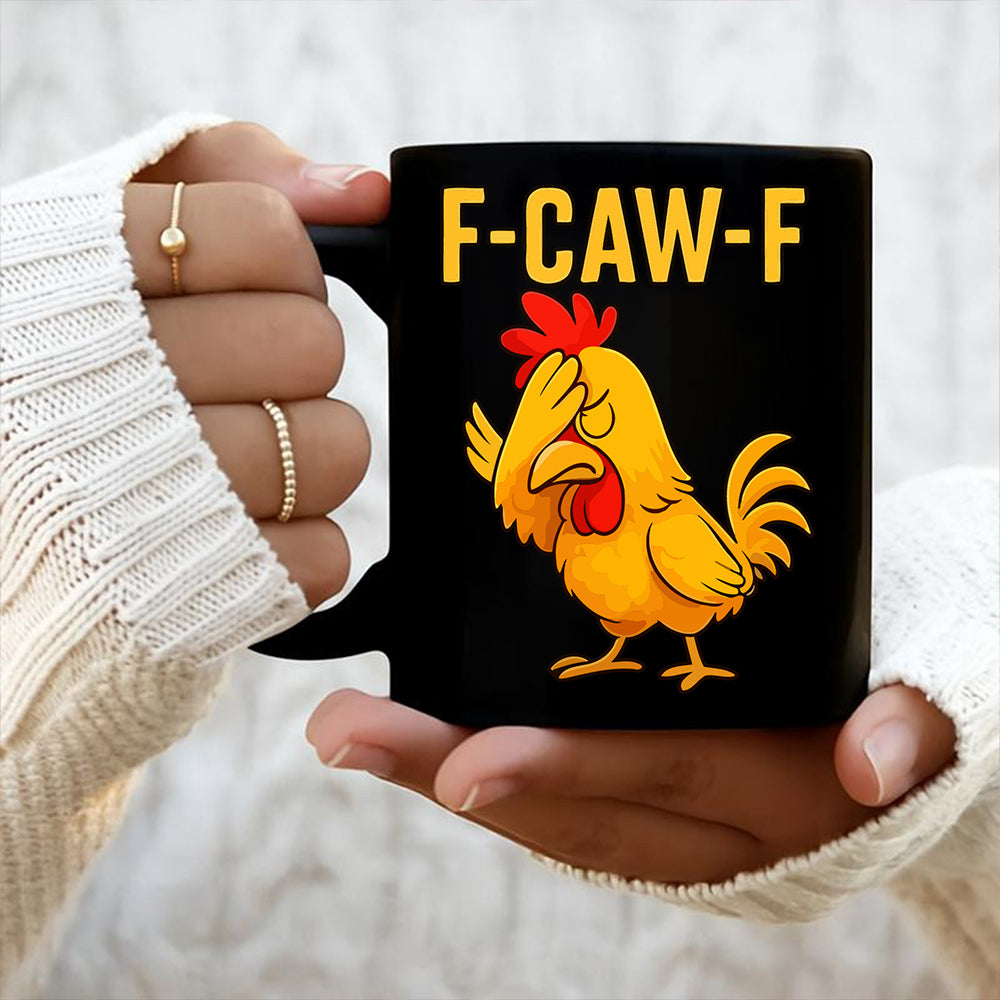 F-CAW-F Fun Face-Covering Rooster Coffee Mug