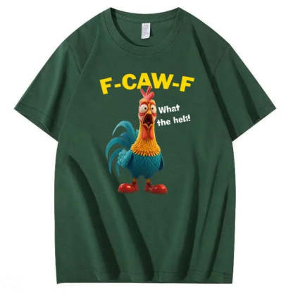 F-Caw-F What The Heli Crazy Chicken Pattern T-Shirt