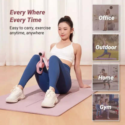 Compact thigh trainer designed for convenient home gym use