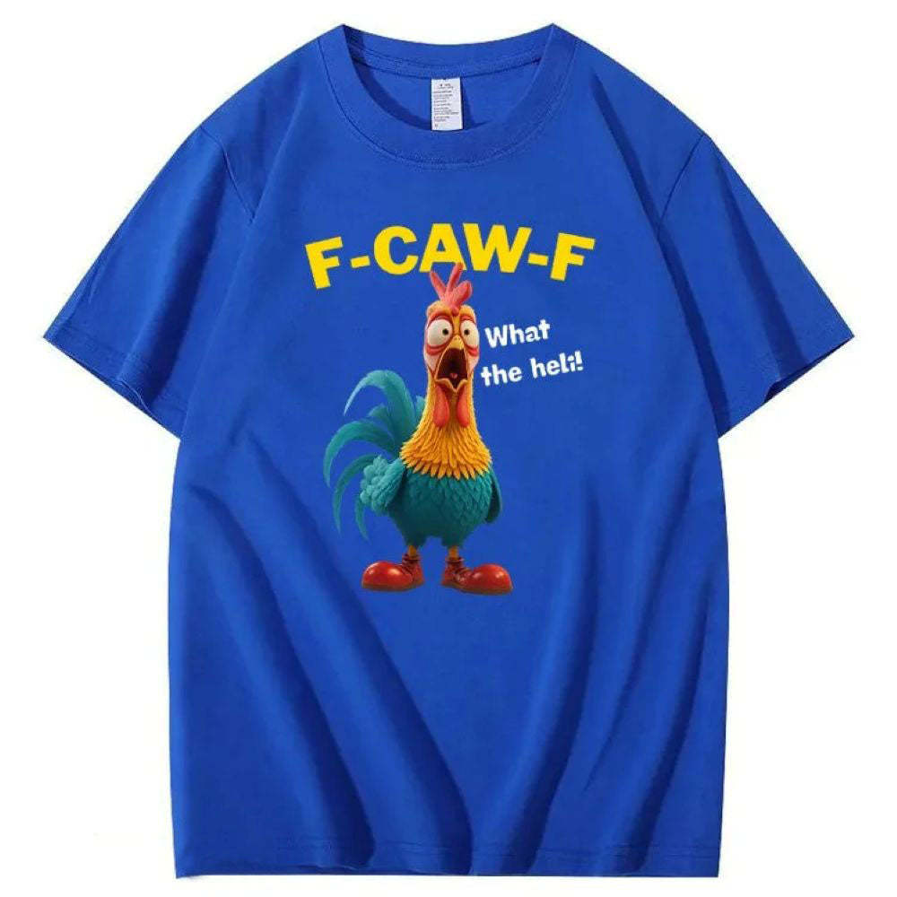 F-Caw-F What The Heli Crazy Chicken Pattern T-Shirt