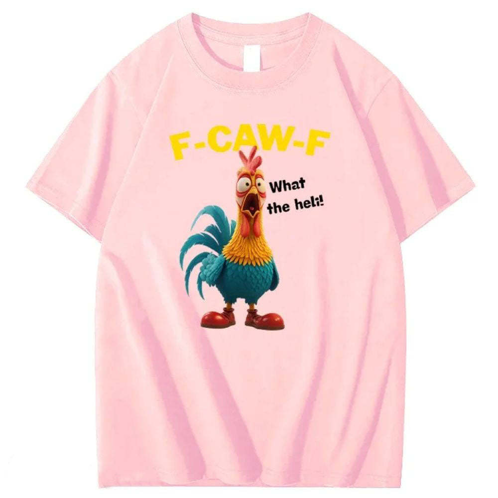F-Caw-F What The Heli Crazy Chicken Pattern T-Shirt