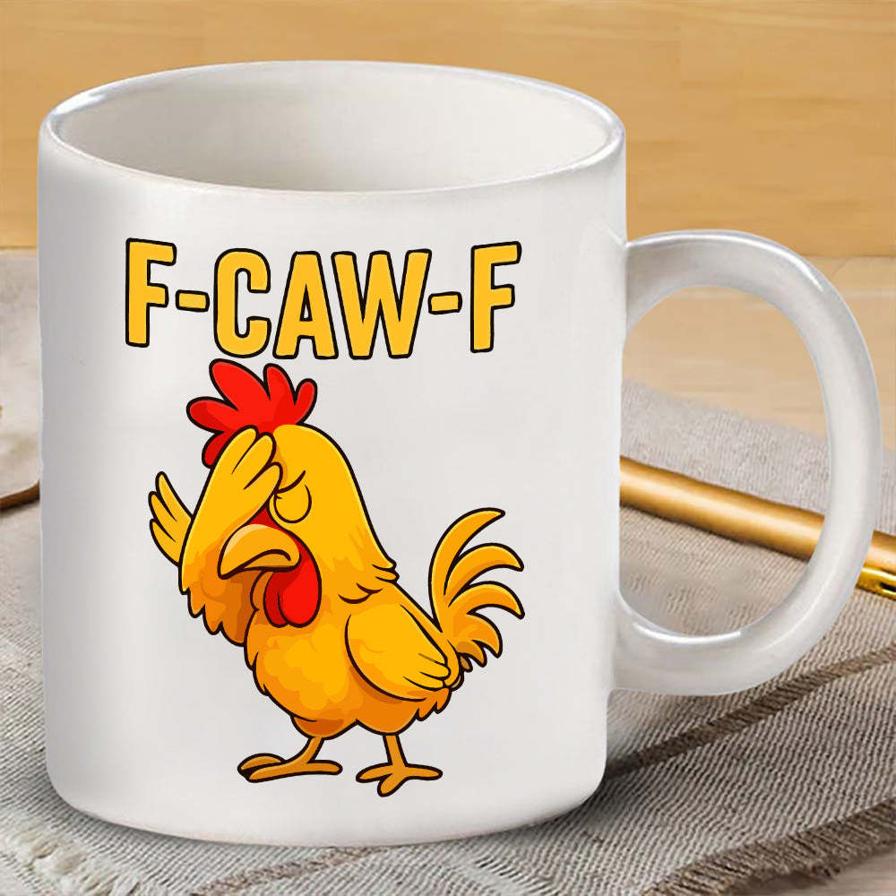 F-CAW-F Fun Face-Covering Rooster Coffee Mug