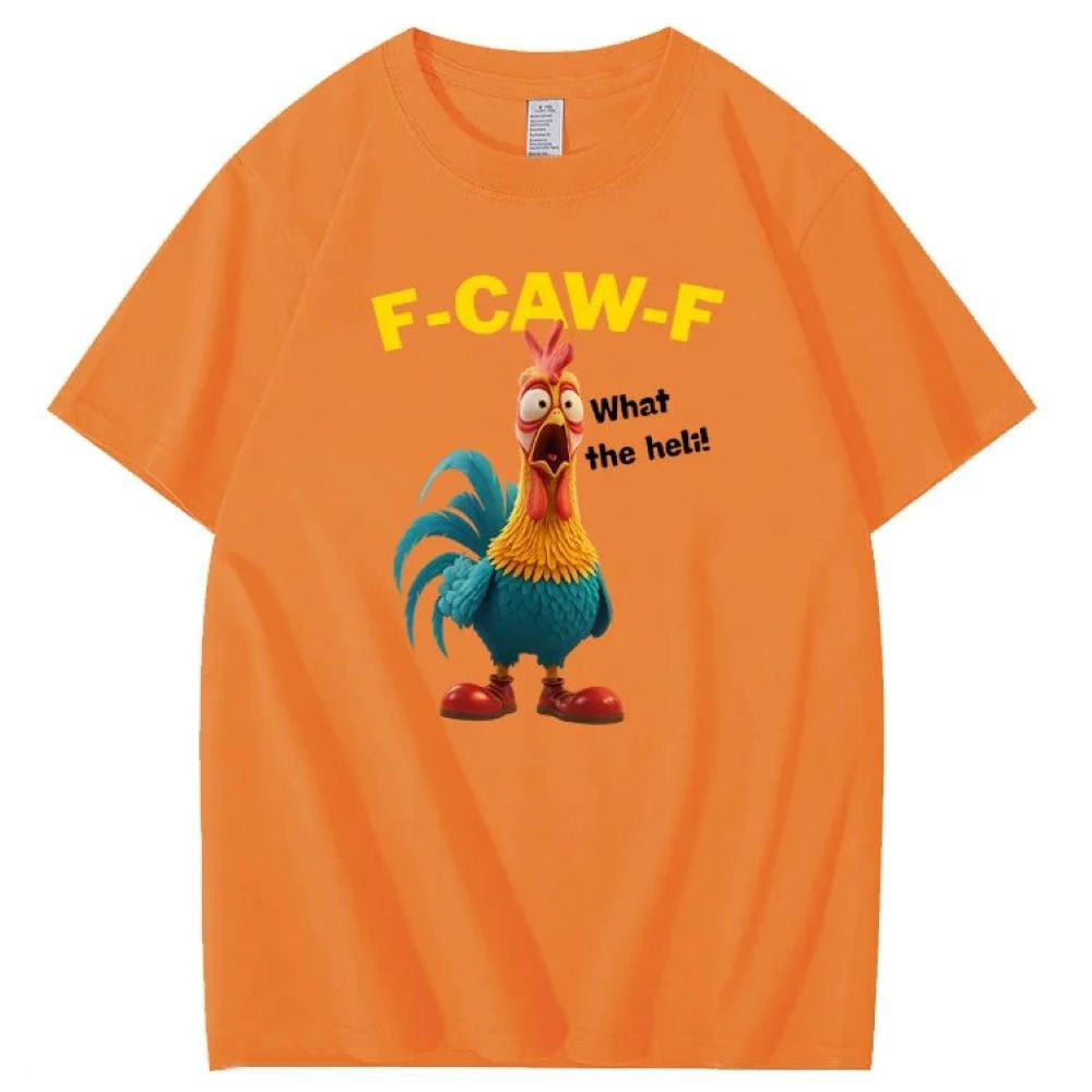 F-Caw-F What The Heli Crazy Chicken Pattern T-Shirt