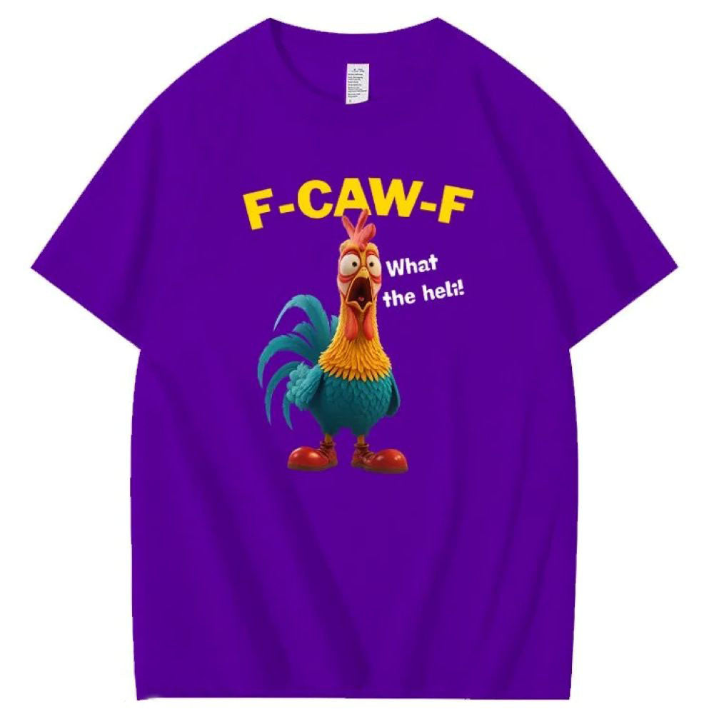 F-Caw-F What The Heli Crazy Chicken Pattern T-Shirt