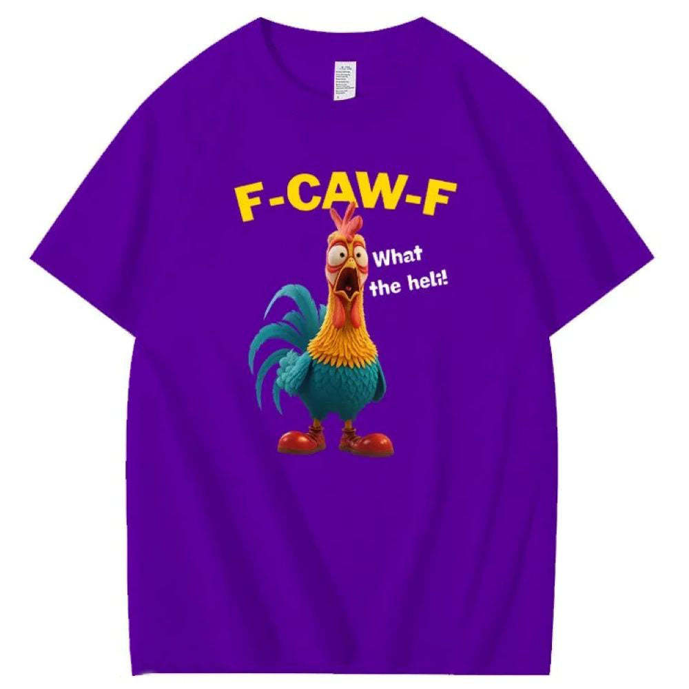 F-Caw-F What The Heli Crazy Chicken Pattern T-Shirt