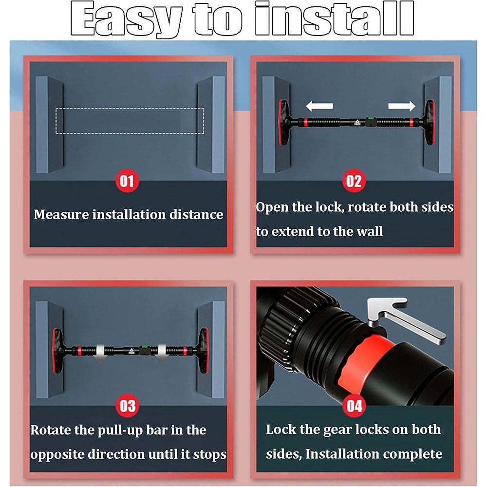 Adjustable Doorway Pull-Up Bar – No-Drill Installation Home Gym Strength Trainer
