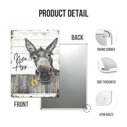 Funny Donkey Sunflower Bathroom Metal Sign Wall Decor Farmhouse Sign For Toilet Restroom Decor Gifts-Jolura