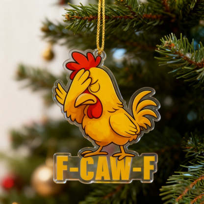 F-CAW-F Fun Face-Covering Rooster Christmas Ornament