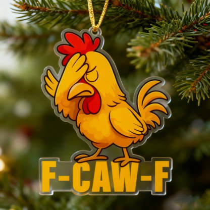 F-CAW-F Fun Face-Covering Rooster Christmas Ornament