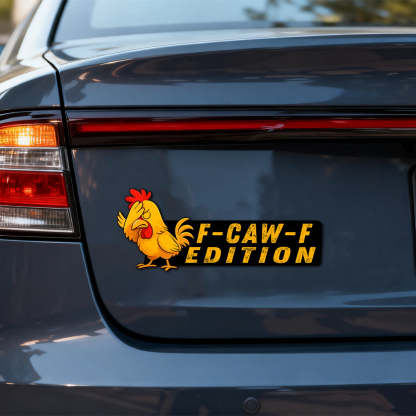 F-CAW-F Fun Face-Covering Rooster Car Badge Laser Cutting Car Emblem