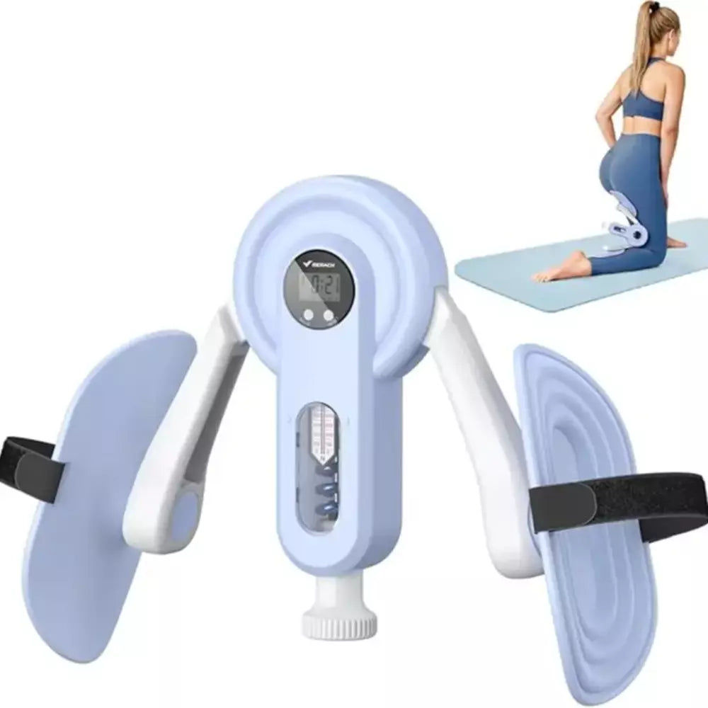 Blue thigh trainer with pressure display