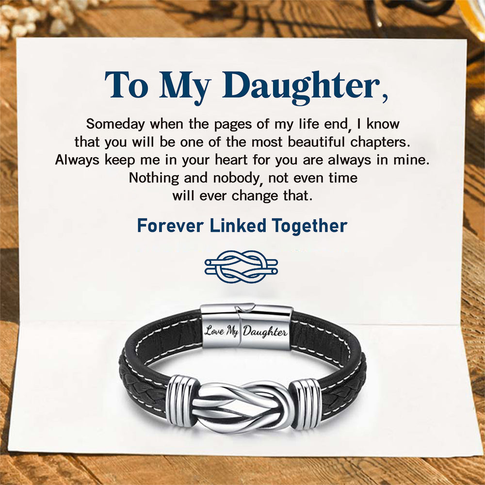 Forever Linked Together Braided Leather Bracelet - Love My Daughter