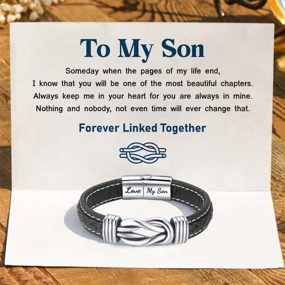 Forever Linked Together Braided Leather Bracelet - Love My Son