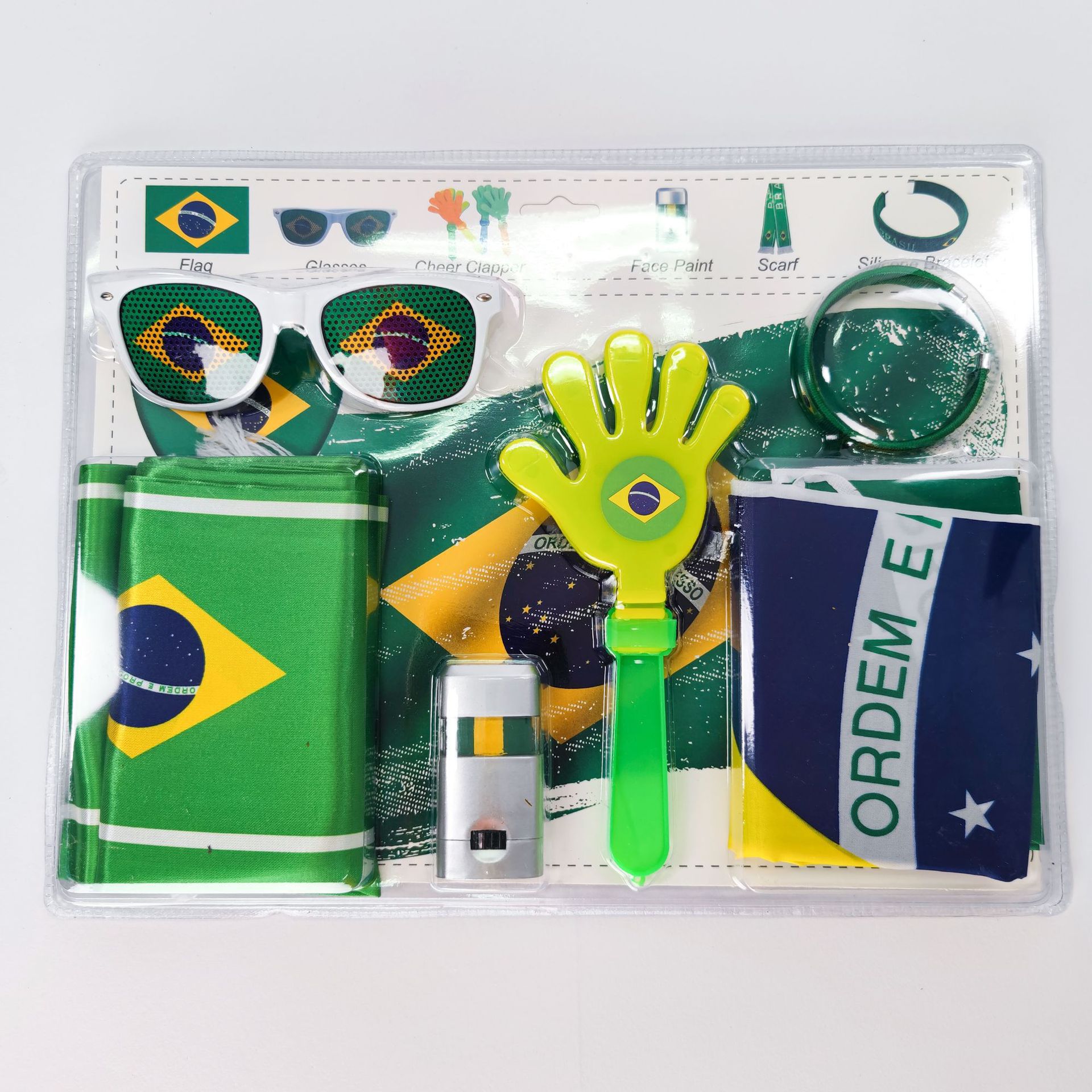 World Cup Cheering Kit Flag Football Scarf Fan Glasses Face Paint