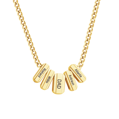 Men's Cuban Necklace With Personalized Diamond Beads Father's Day Gift