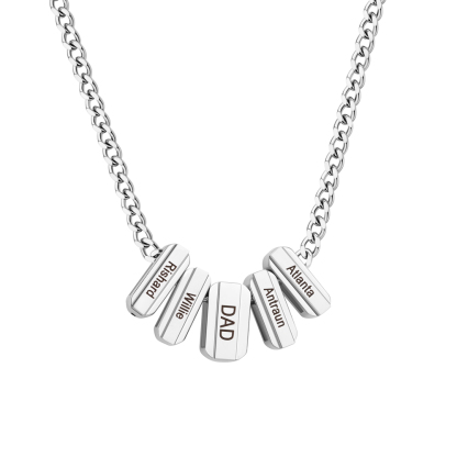 Men's Cuban Necklace With Personalized Diamond Beads Father's Day Gift