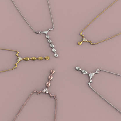 Personalized Antlers Heart Drop Pendant Necklace