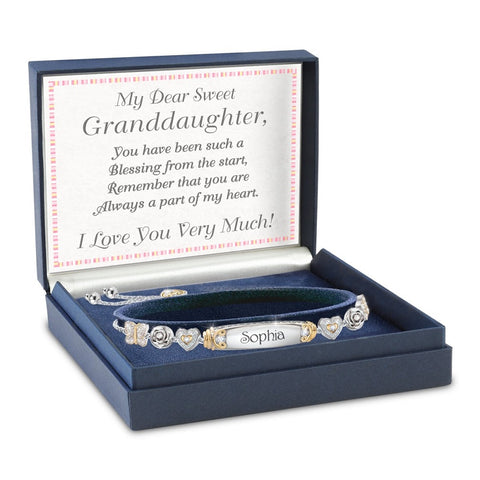 Christmas Gift Granddaughter Bolo Bracelet With Personalized Engravings