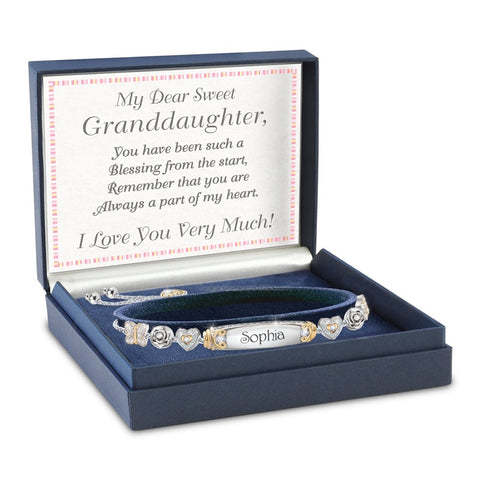 Christmas Gift Granddaughter Bolo Bracelet With Personalized Engravings