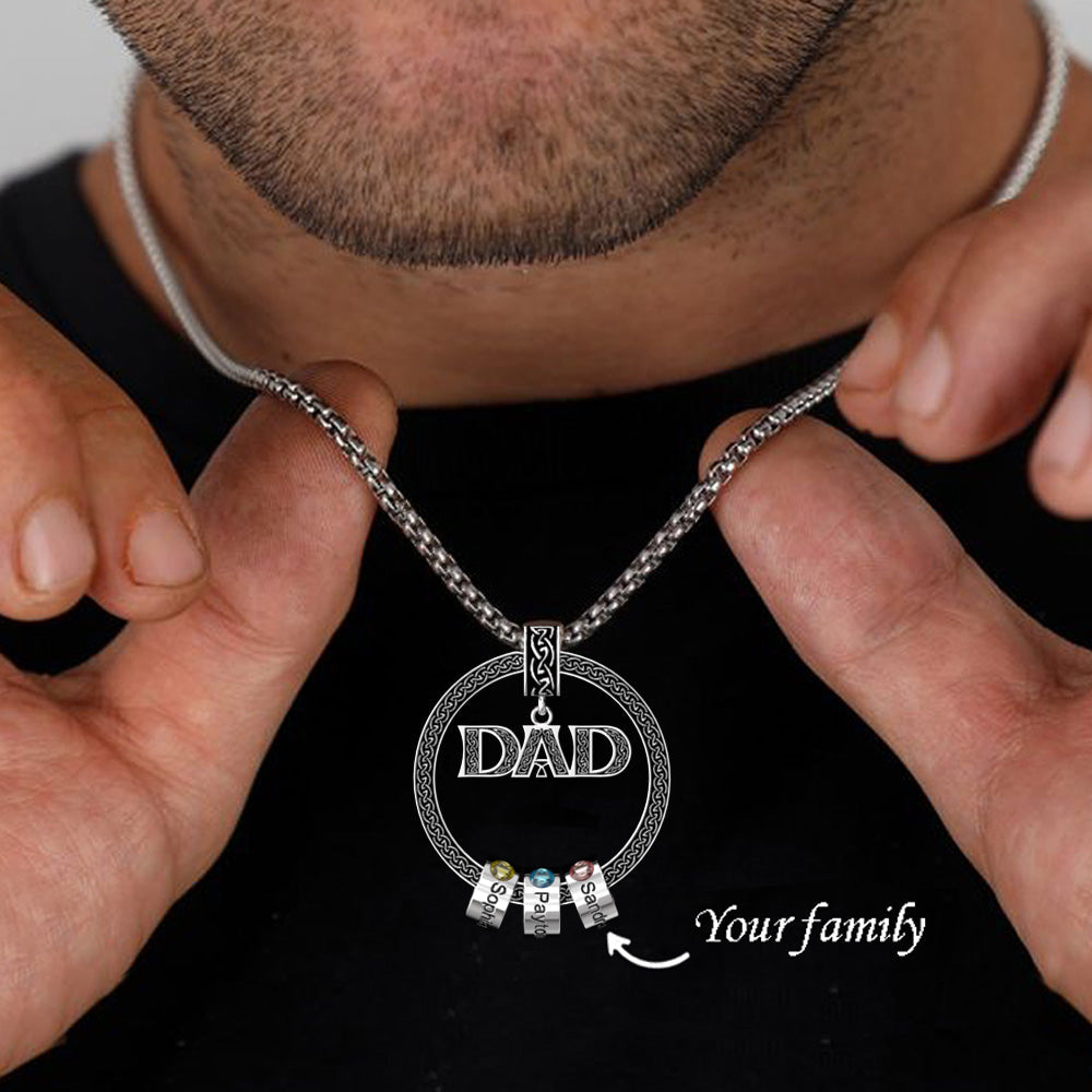 Personalized Circle Pendant with Custom Beads Birthstone Pendant Necklace