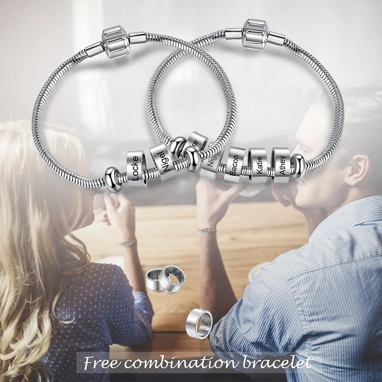 Men Snake Chain Bracelet with Beads