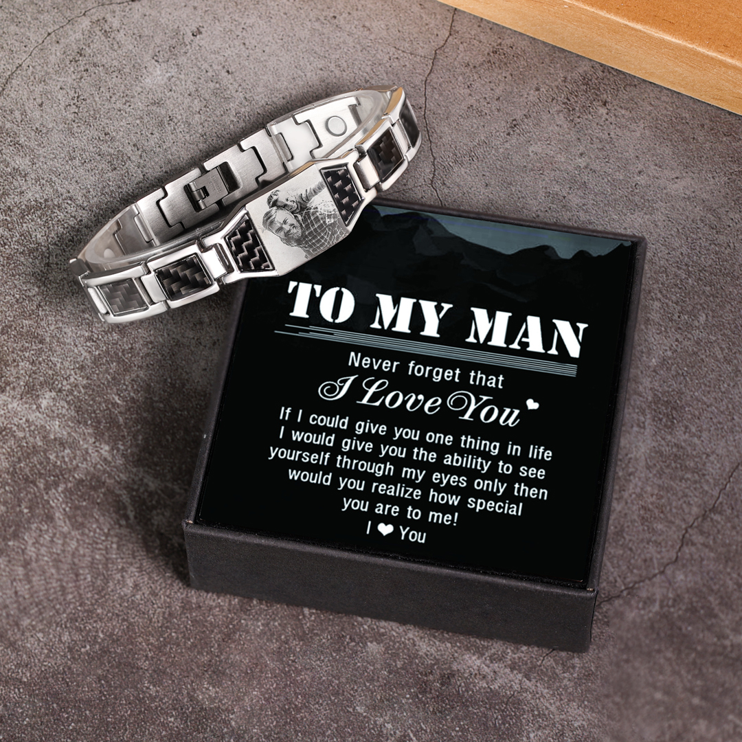 Custom Men Magnetic Bracelet Personalized Photo Bracelet for Him