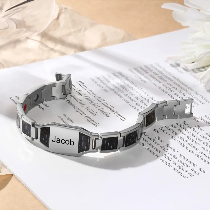 Personalized Men Bracelet wtih Name Custom Stainless Steel Bracelet For Him
