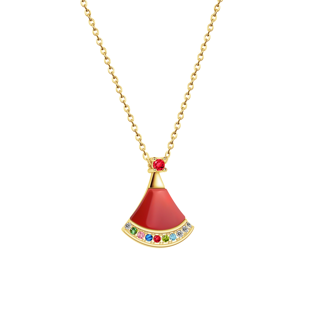 Santa Hat Custom Name Birthstone Necklace