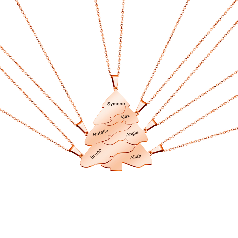 Family/Sibling/BFF Gift Personalized Christmas Tree Puzzle Pieces Necklace/Keychain