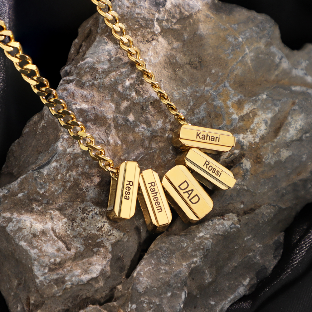 Men's Cuban Necklace With Personalized Diamond Beads Father's Day Gift