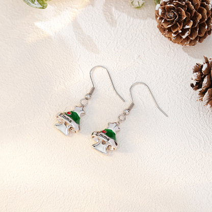 Christmas Tree Custom Name Birthstones Necklace Earring Set