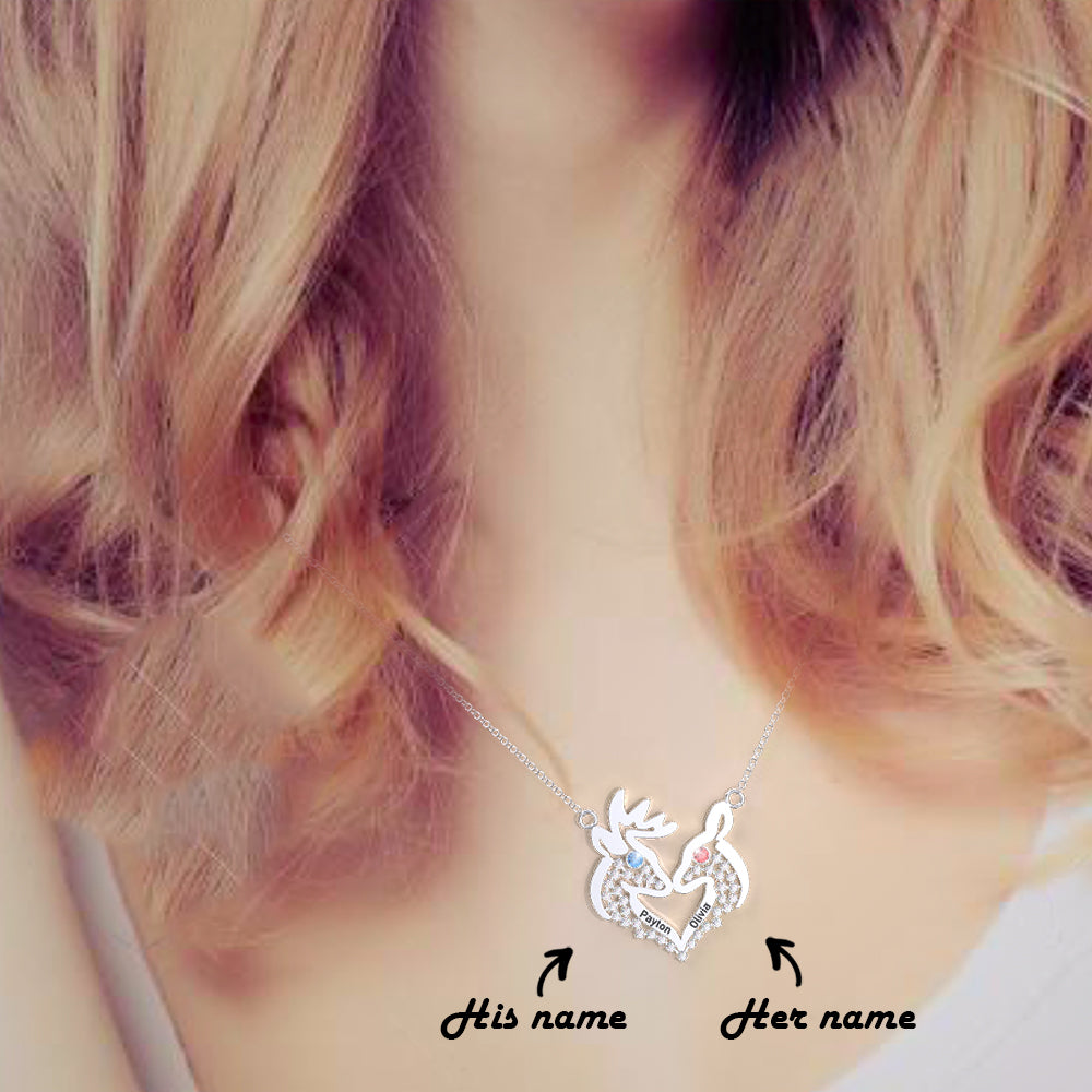 Couple Deer Custom Name Necklace