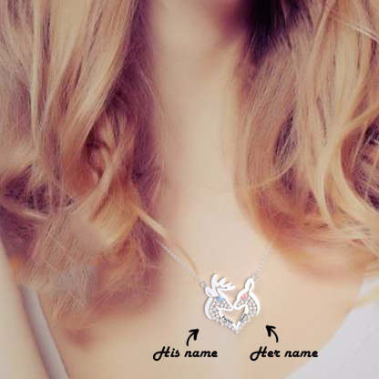 Couple Deer Custom Name Necklace