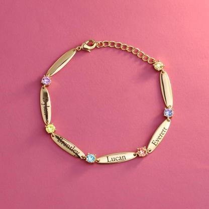 Family Names and Birthstones Bracelet