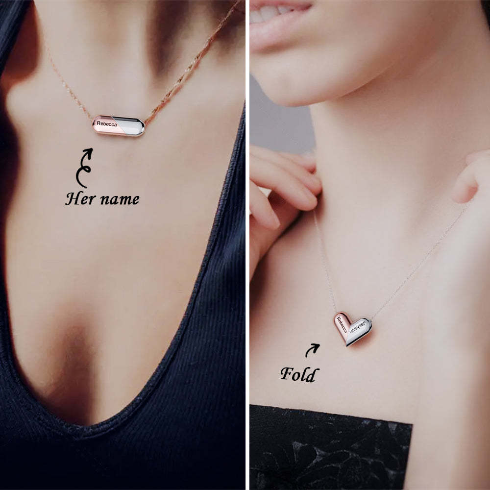 Couple Customized Rotating Deformation Necklace