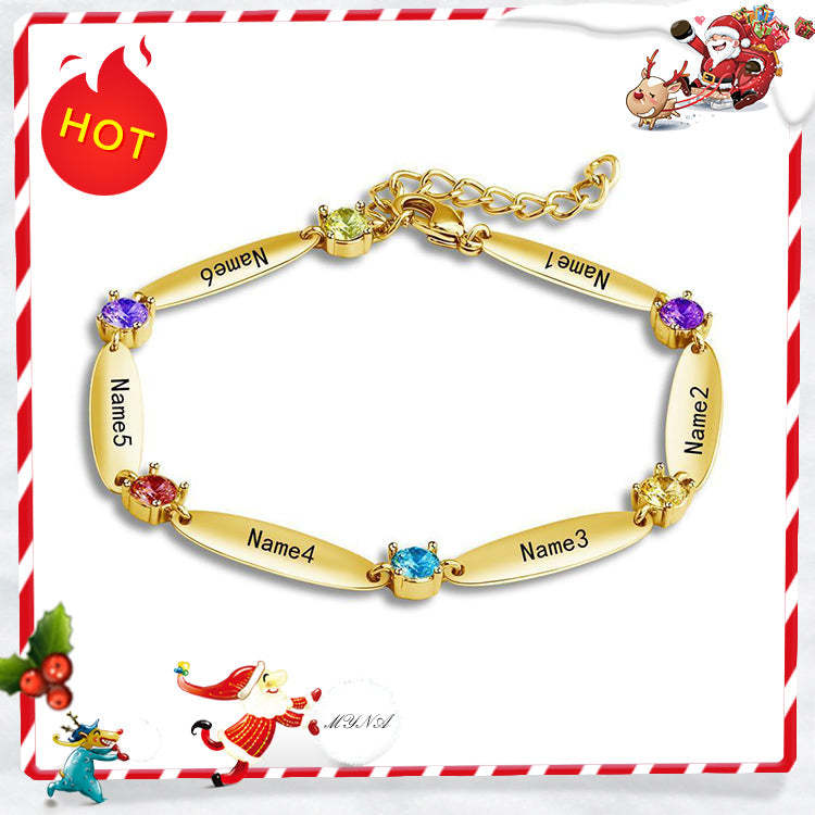 Family Names and Birthstones Bracelet