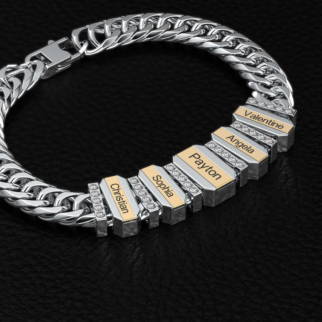 Christmas Gift Cuba Link Men's Bracelet With Personalized Diamond Beads