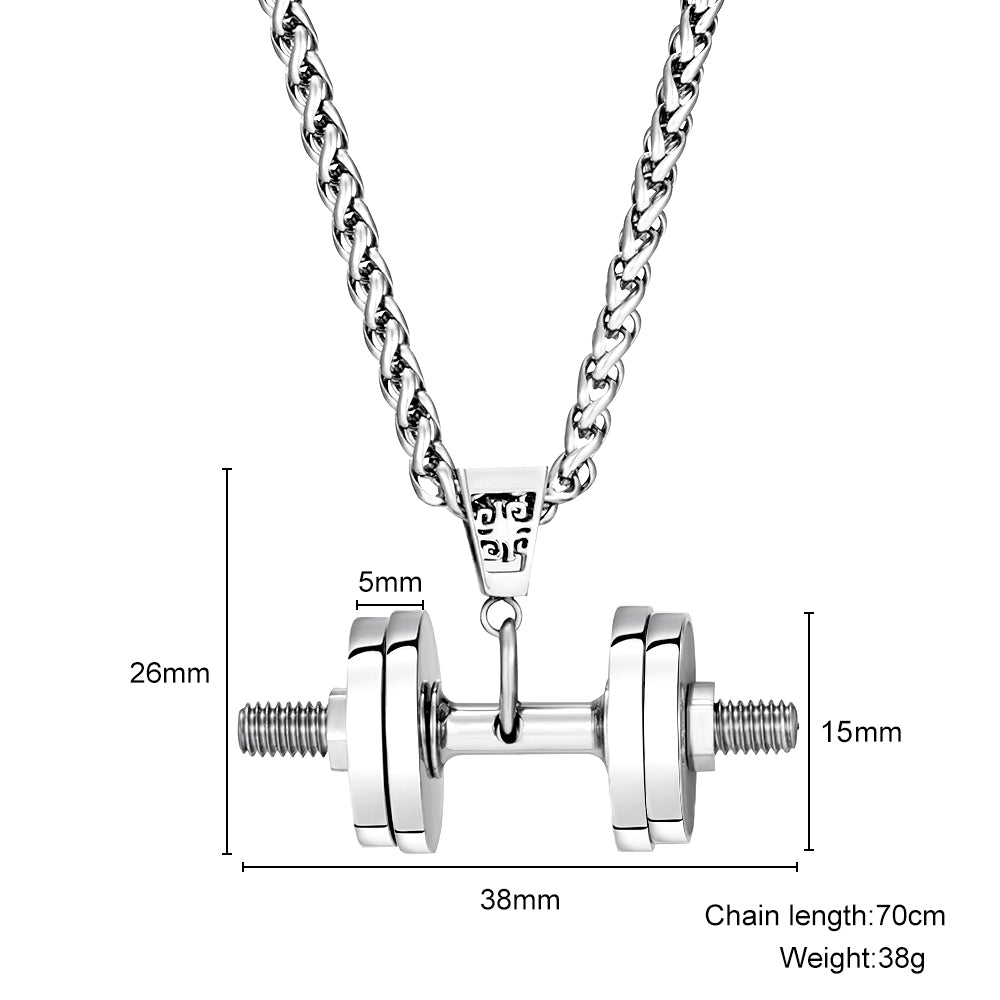  "You Be Fearless Be Strong" Custom Dumbbell Diamond Name Necklace