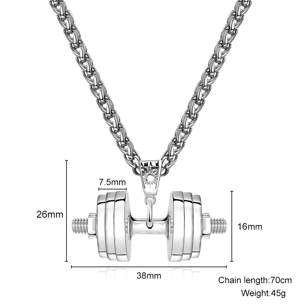  "You Be Fearless Be Strong" Custom Dumbbell Diamond Name Necklace