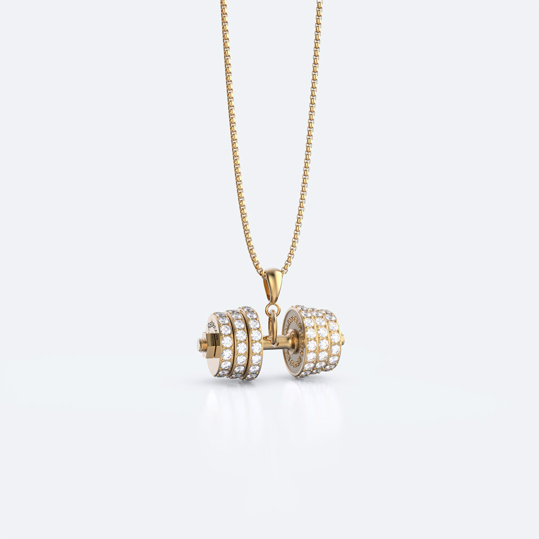  "You Be Fearless Be Strong" Custom Dumbbell Diamond Name Necklace