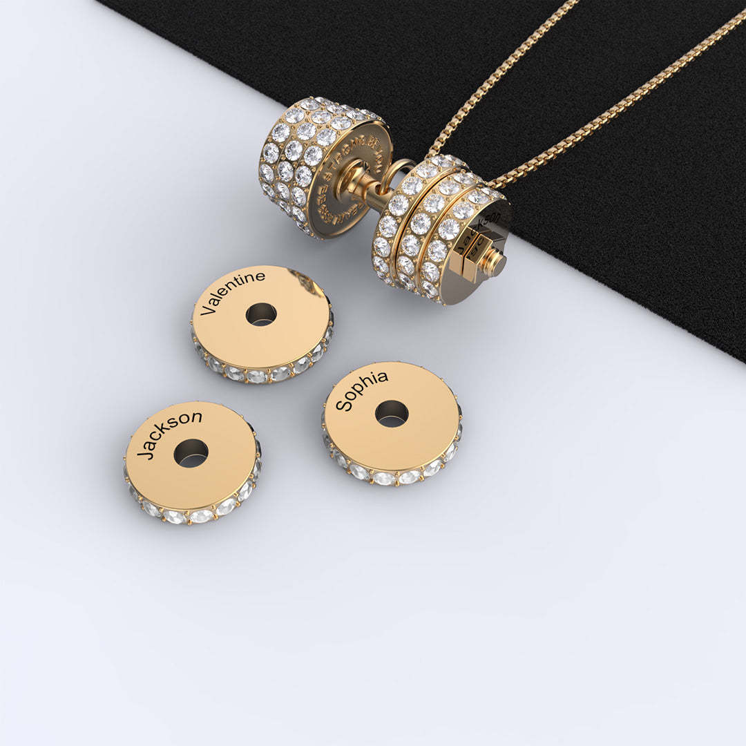  "You Be Fearless Be Strong" Custom Dumbbell Diamond Name Necklace
