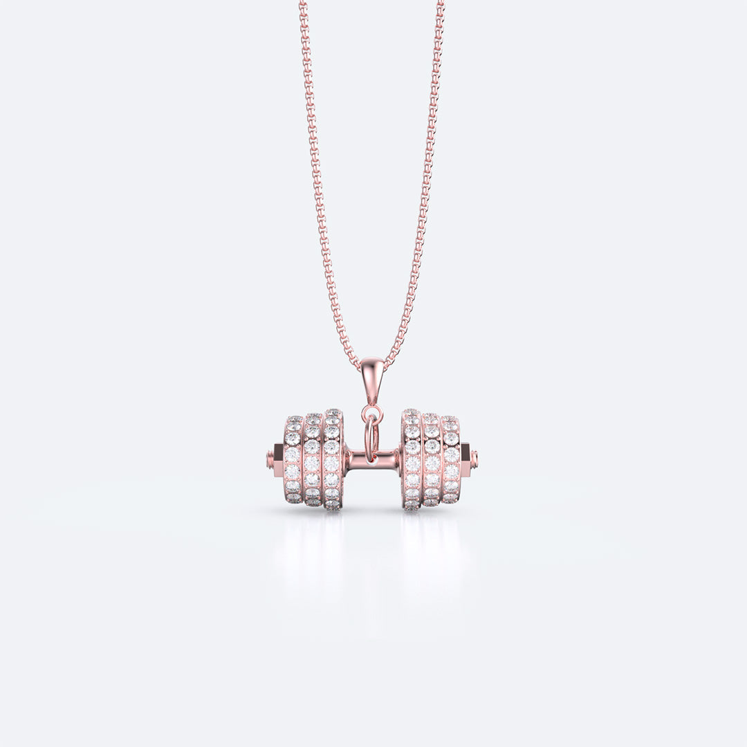  "You Be Fearless Be Strong" Custom Dumbbell Diamond Name Necklace