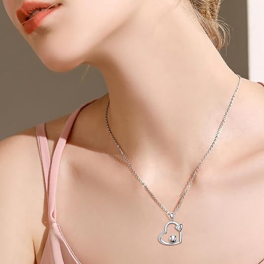 Christmas Gift 925 Sterling Silver Baseball/Football Necklace Sports Jewelry Gifts for Women Men