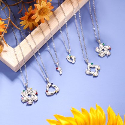 Mother's Day Gift Baby Feet Pendant Necklace with  Birthstone
