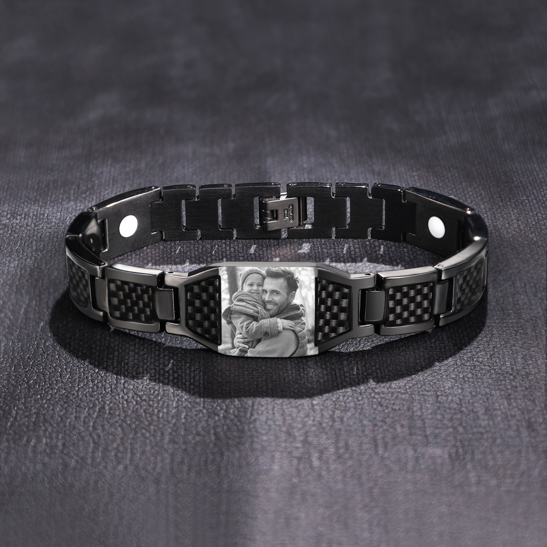 Custom Men Magnetic Bracelet Personalized Photo Bracelet for Him
