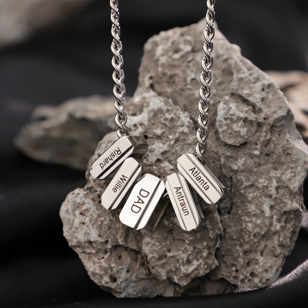 Men's Cuban Necklace With Personalized Diamond Beads Father's Day Gift