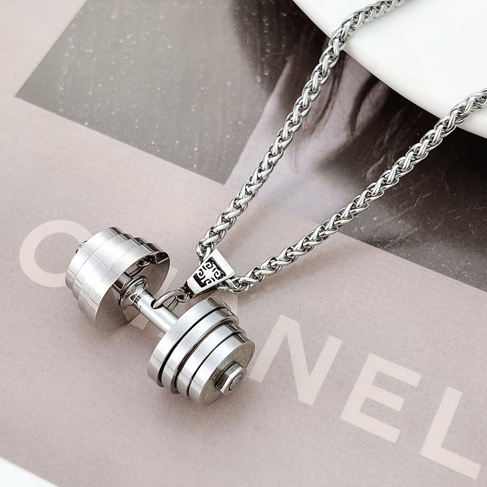  "You Be Fearless Be Strong" Custom Dumbbell Diamond Name Necklace