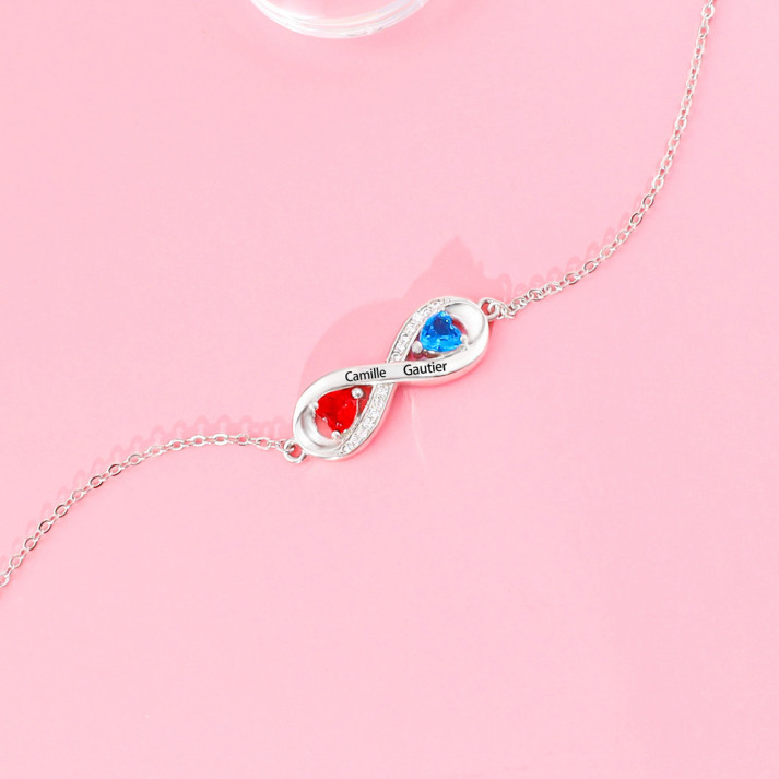 Infinity Birthstone Bracelet Adjustable Personalized Engraved Name Bracelet